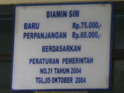 Tarif Pengurusan SIM