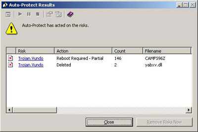 Symantec Auto-Protect Results